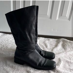 Naturalizer vintage 90s Y2K square toe heel black leather mid calf boots